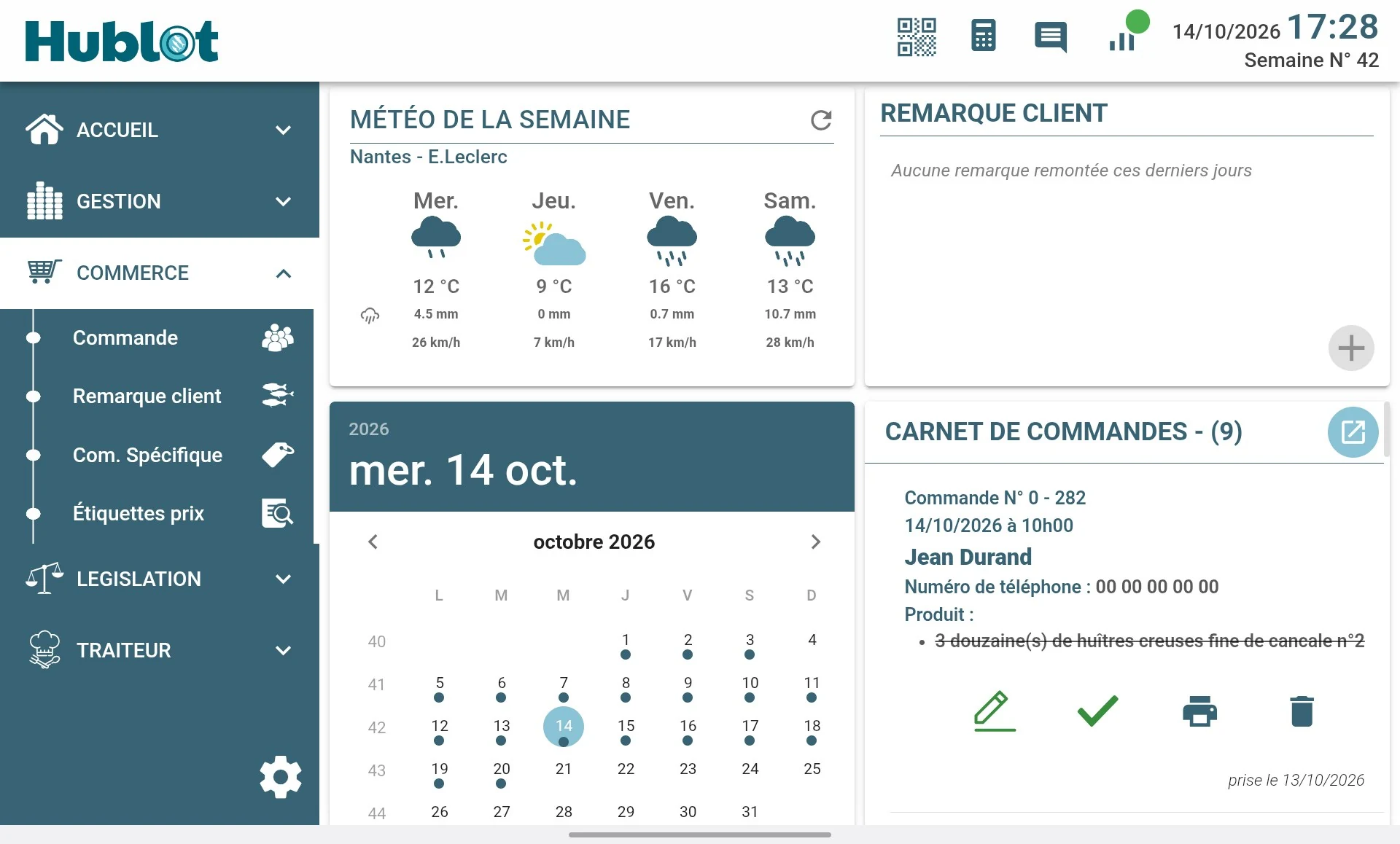 Le carnet de commandes toujours à jour